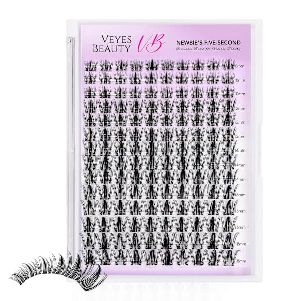 【03】Veyesbeauty Manga Eyelash Cluster Dramatic Look Dynamic Volume Invisible Band Durable & Reusable 140 Clusters 8-18mm Black Lash Tray