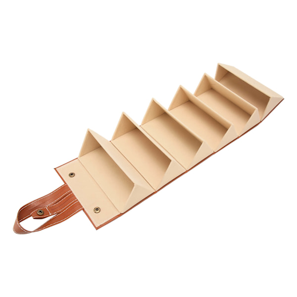 Rejse Solbrille Organizer Etui Brun 6 Slots Hængende Foldbar PU Læder Brille Opbevaringsboks