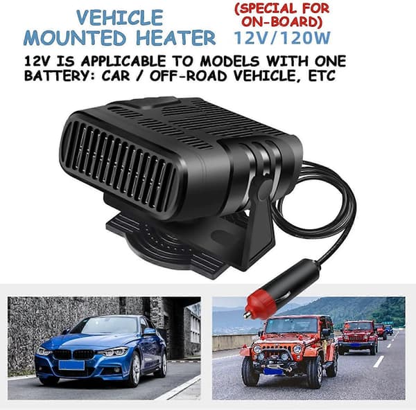 Bilvarmer Afrimningsvarmer 12V 120W/24V 200W Bærbar Forrudeblæser