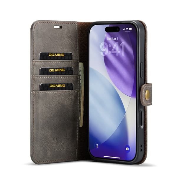 【03】DG MING iPhone 17 Pro Max 2-i-1 Magnet Pung Etui - Grå gr\\u00e5 gray