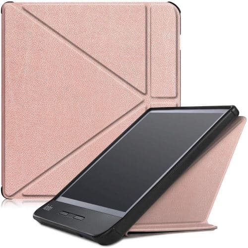 【03】Flipfodral med stativ kompatibelt med Kobo Libra H2O Rose Gold Color