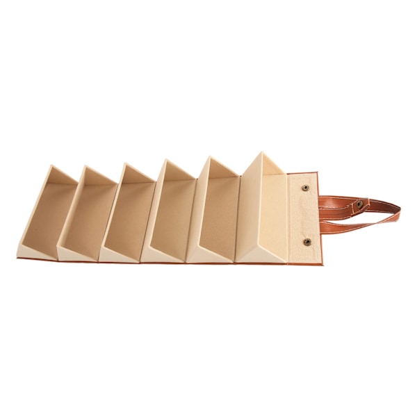 Rejse Solbrille Organizer Etui Brun 6 Slots Hængende Foldbar PU Læder Brille Opbevaringsboks