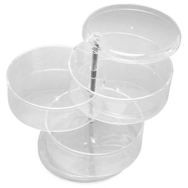 Roterande Smyckeskrin 3 Lager Transparent Plast 360 Graders Rotation Elegant Stil Örhängeshållare för Kvinnor