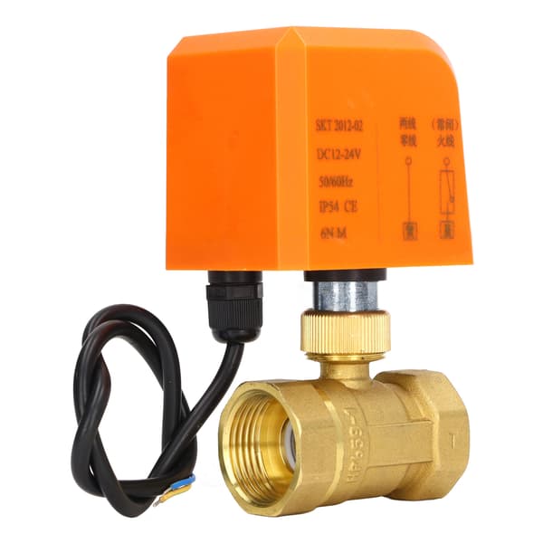 DN25 2-vejs 2-leder elektrisk kuglehane normalt lukket messing universal kuglehane DC12-24V