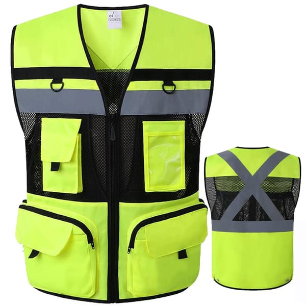 【03】Arbejdsvest med høj synlighed, mesh, åndbar