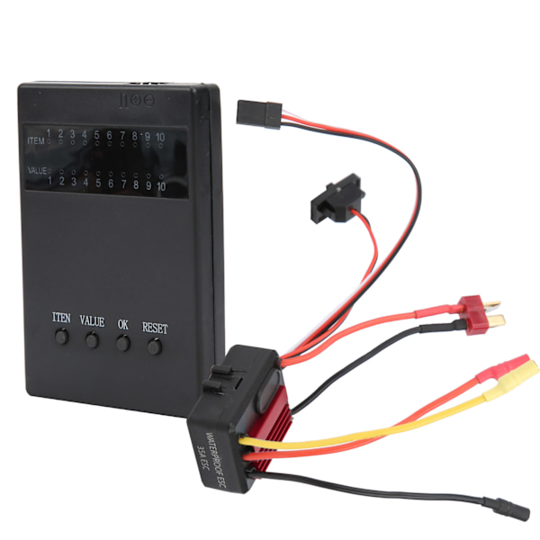 35A Børsteløs ESC Elektrisk Hastighedsregulator Programkort Passer til 1/18 1/16 RC Bilmodel (Rød)