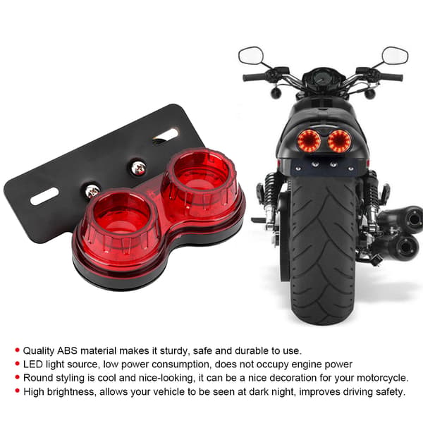12V Rund LED Broms- och Bakljus för Motorcykel Universal Modifierad Tillbehör Röd Lins