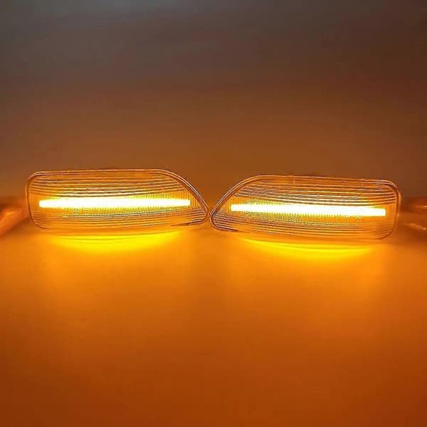 sæt dynamiske ravfarvede LED-sidemarkeringsblinklys til Volvo XC90 S80 XC70 V70 S60 2001- 2006 2007 2008 2009 Clear shell Dynamic signal