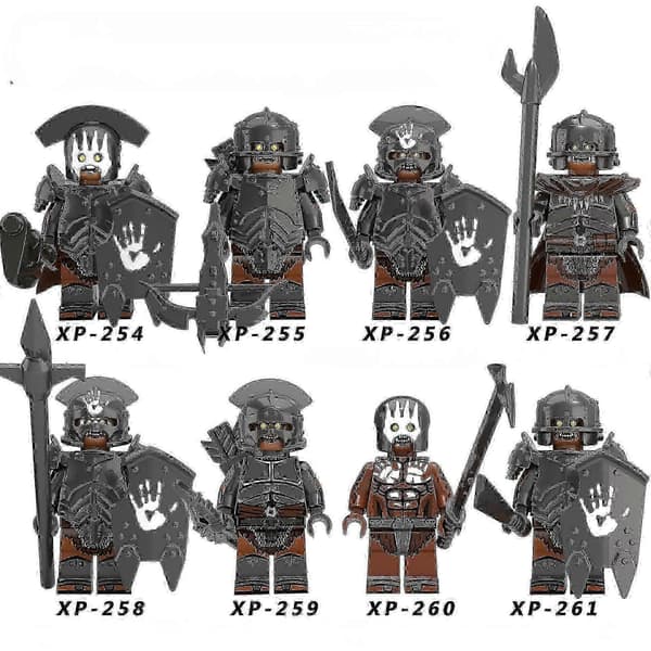 Midgård Orkhær Byggeklodser - 8 Detaljerede Ringenes Herre Actionfigurer