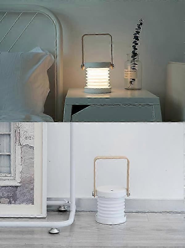 Justerbar LED-natlampe med touchfunktion, bærbar og foldbar lanterne med teleskopdesign White