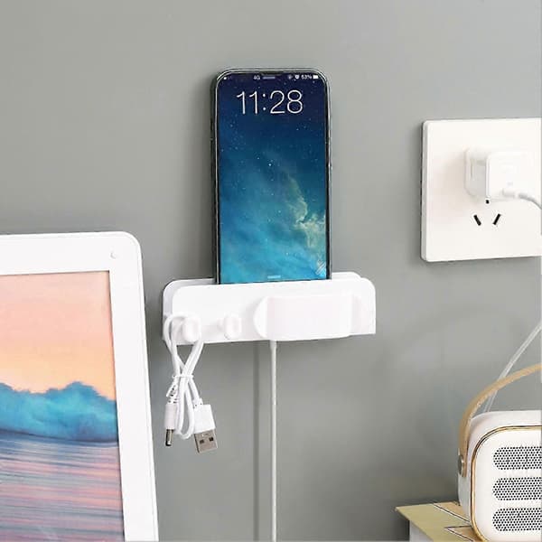 2 stk. telefonledningsvægorganisatorer 2-i-1 multifunktionelle holdere til USB-kabel strømkabel ledningsstik