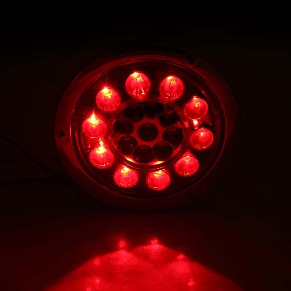 Par af 4,3 tommer runde 19 LED lastbil trailer bremse stop blinklys baglygte krom ring dual farve