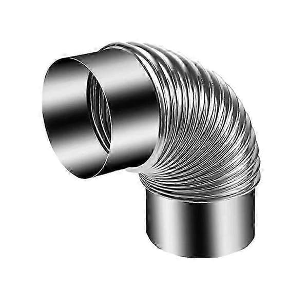 Böjt spisrör ca 120 mm, varm aluminiserat stål 90 spisböj, silver