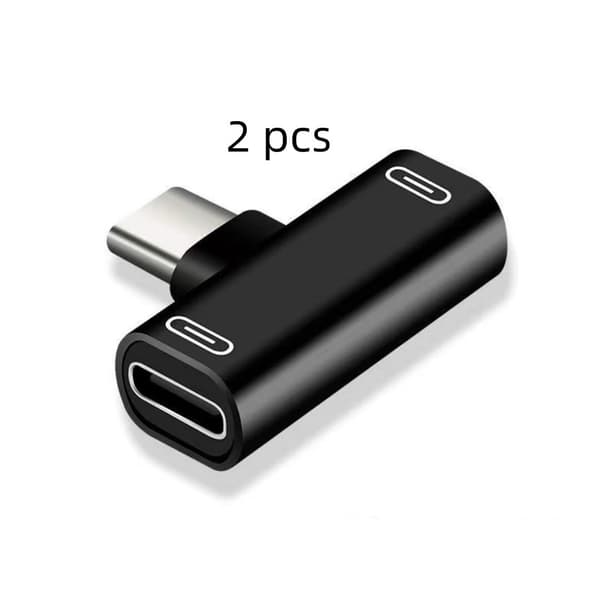 2 stk. USB-C til to USB-C-adaptere, der muliggør samtidig opladning og musikafspilning.