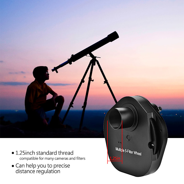1,25 tommer Okular 5 Position Manuelt Filterhjul T2 Mount Kamera Adapter til Teleskoper