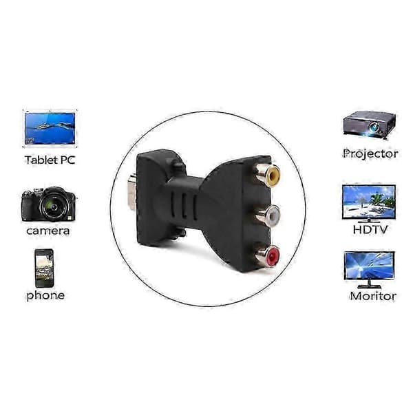 HDMI-kompatibel han til 3 RCA hun komposit AV lyd video adapter konverter til TV -NBB Musta