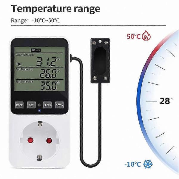 Smart digital termostat för temperatur- och luftfuktighetskontroll med värme- och kylfunktioner White&Black