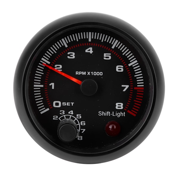 3.75in Sort Racing Bil Omdrejningstæller 0‑8000 RPM 12V Universal Bilmåler