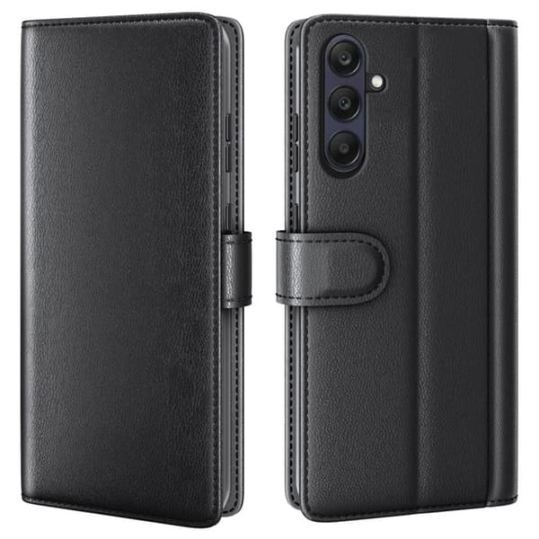 【03】Ægte læderetui Samsung Galaxy A26 Sort