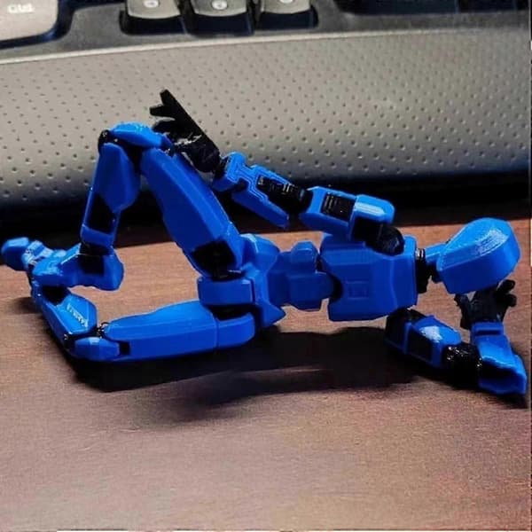 T13 Robot Actionfigur - 3D-printet samleobjekt til sci-fi-fans blue black