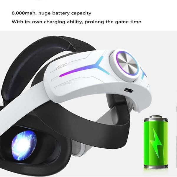 【03】Pandebånd med 8000Mah batteri til Oculus Quest 2 Forlæng spilletid Justerbar Elite Rem VR Erstatning