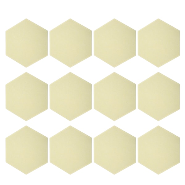 12 st Ljudabsorptionsskiva Hexagon Självhäftande Akustikpaneler Kilformade Väggar Ljudisolerad Inhägnad Ljusgul