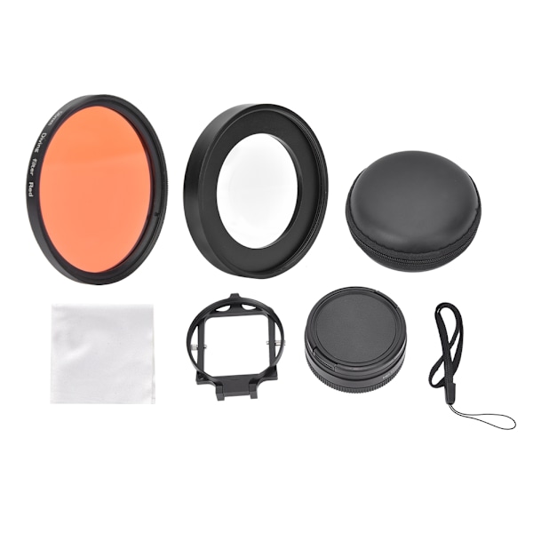 JUNESTAR Optiskt Glas Undervattensdykning 58mm Rött Filter med 16X Makroobjektiv för Gopro5 Actionkamera