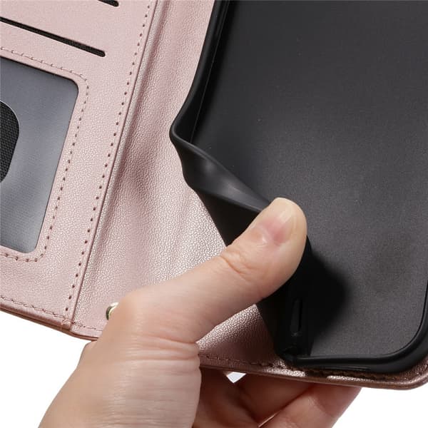 【03】SKALO iPhone 17 Pro Quilted Shoulder Strap Wallet Case - Rose Rosa guld Rosa guld pink