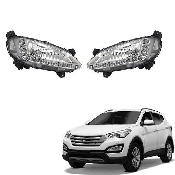 【03】Left LED DRL Fog Light for Hyundai Santa Fe IX45 2013-2017 Automatic Driving Light Daytime Running Light Bumper Lamp as shown