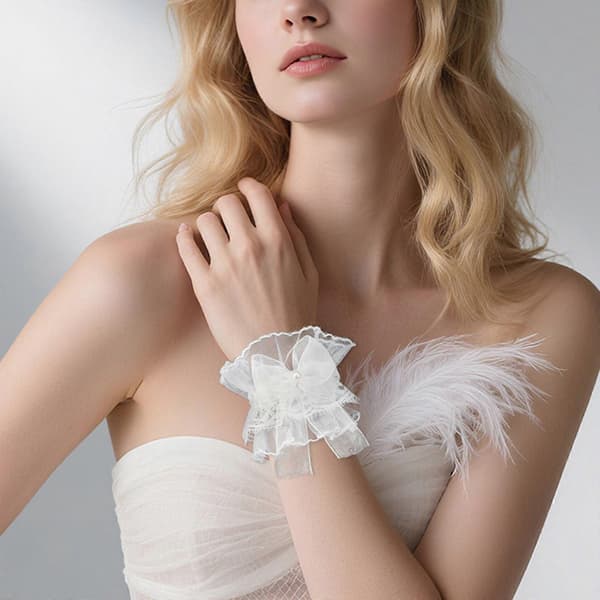 Hvide Lolitas-stil Balletærmer Åndbart Blondemateriale Justerbare Bindebånd Retro Håndledsaccessories blackpearl blackpearl