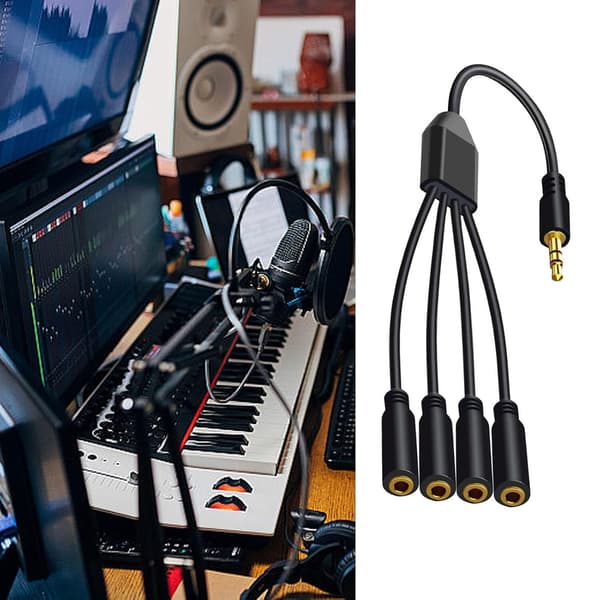 3,5 mm lydkabel 1 til 4 forlængerkabel, headset forlænger AV-kabel