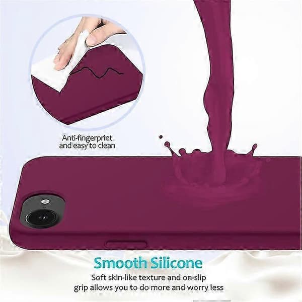Kompatibelt iPhone 16e-fodral, droppsäkert flytande silikon, mjukt foder, baksida, telefonskydd WineRed