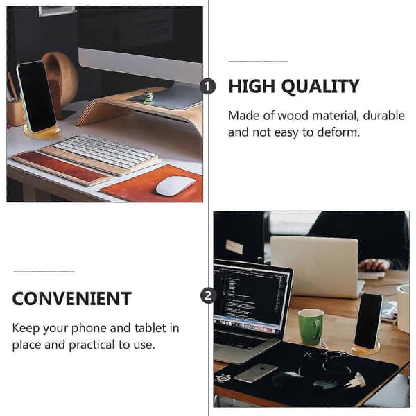 2 stk. kreative træbordstativer til telefon, tablet og opbevaringsstativ til hjemmet 9.8x9x6.6cm