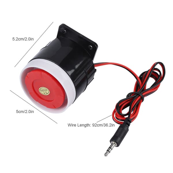 Mini Rød Ledningsført Horn Sirene Alarm System - 120dB DC 12V - Hjemmesikkerheds Advarselshorn