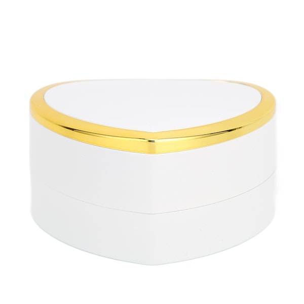 Hjärtformad Ringask Elegant Stilfull Smyckesdisplay Presentask med LED-ljus för Förlovning Bröllop Vit