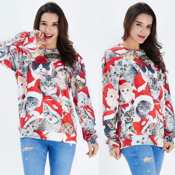 【03】3D-printet grim julesweater, grim julesweater L rød red XL