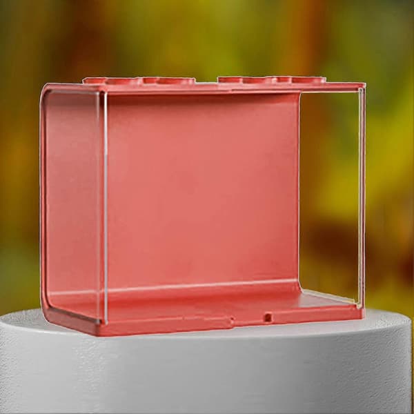 Dockvitrin ABS Transparent Stapelbar Klar Displaylåda Leksaksförvaringsställ för Minifigurer Samlarobjekt Stor Röd