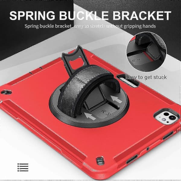 Til iPad Pro 13 (2024) Etui Støttefunktion PC + TPU Robust Beskyttelse Med Skulderrem - Blå, zxl Red