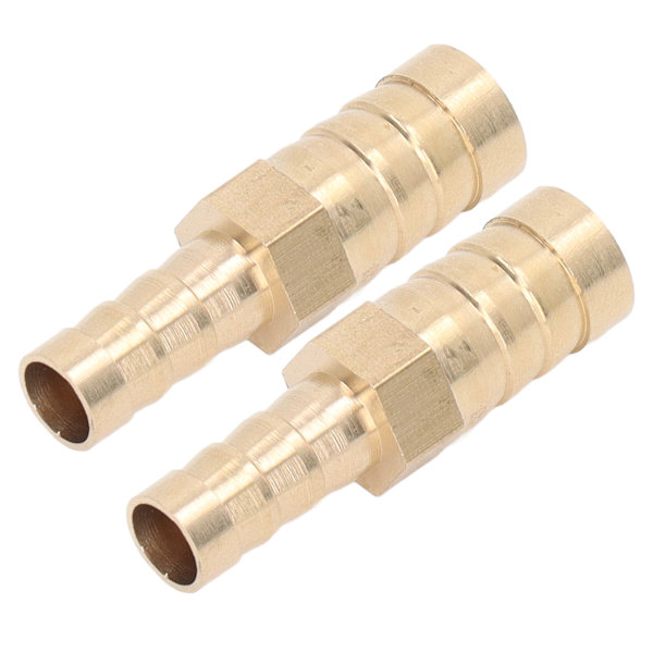 2 stk. Barbed Fitting Splicer Messing Slange Studs Reducer Hex Reducerende Studs Connector 12mm(1/2in) til 8mm(5/16in)