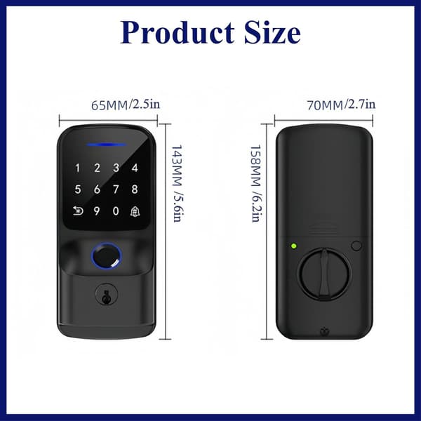 Fingeravtryck Smart Deadbolt-lås med WiFi, Entrédörrlås Autolås, Elektronisk Deadbolt, Smarta dörrlås, fingeravtryckslås, smarta lås