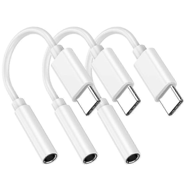Pakke USB C til 3,5 mm hovedtelefonstikadapter, 3,5 mm hovedtelefon Audio Aux-adapter Dongle Kompatibel -XN