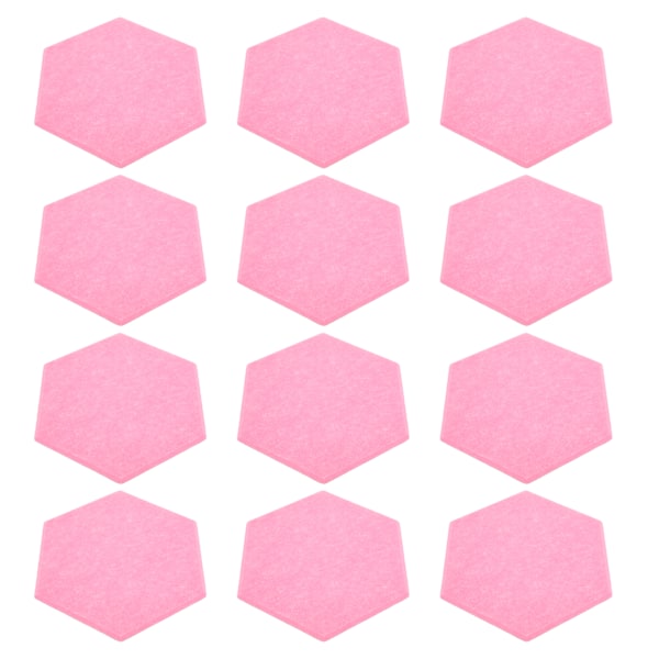 12 st Ljudabsorptionsskiva Hexagon Självhäftande Akustikpaneler Kilformade Väggar Ljudisolerad Inhägnad Rosa