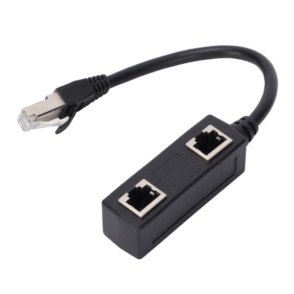 RJ45 Splitter Adapter 1 Han til 2 Hun Port Ethernet-stik til Netværk Hjemmekontor
