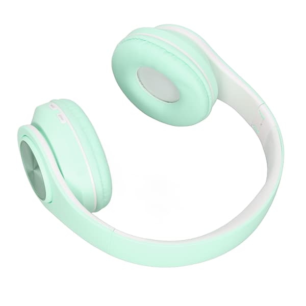 Bluetooth-headset med støjreduktion, foldbare trådløse hovedtelefoner over øret med farverigt lys til telefon, bærbar computer, grøn