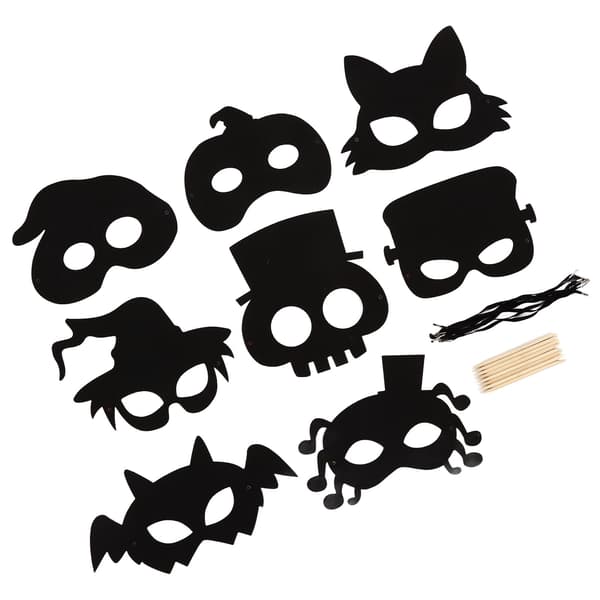 8 Set Halloween Skrapmask Konst Regnbåge Skrappapper Djur Ansiktsmasker Leksaker Konst Kit Halloween Barnpyssel