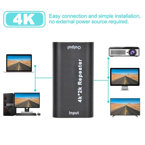 4K*2K HDTV Signalforstærker 40M Repeater Adapter Hun til Hun