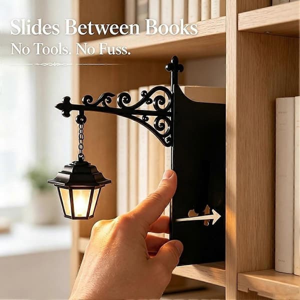 Bibliotekslantern - Dekorativ bogreolbelysning, læselamper til bogorme, LED-boghjørnelampe ornament A A