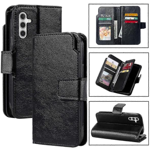 【03】9-korts læderpung-etui til Samsung Galaxy A56 5g Black
