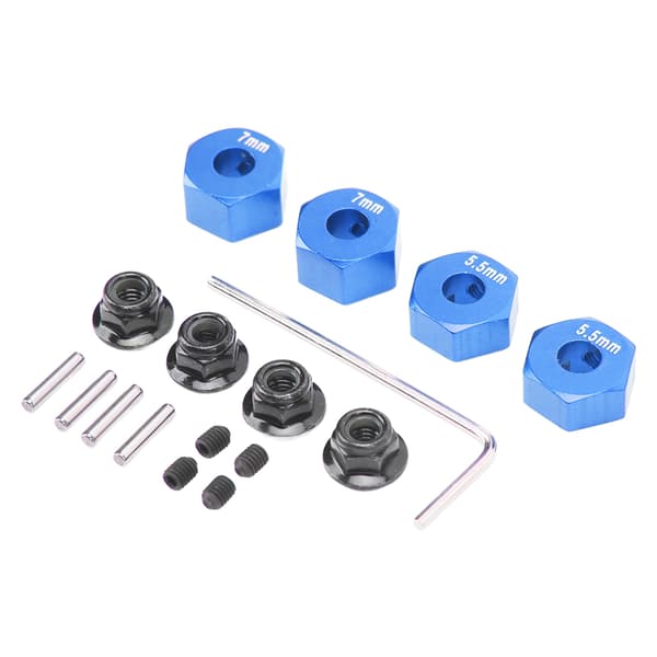 RC hjulnav hex aluminiumlegering 12 mm diameter 5,5 mm 7 mm tykkelse tilbehørssæt