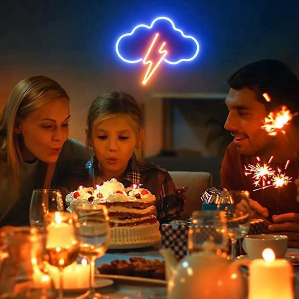 Akryl LED Neonskylt - Dröm, Batteri- eller USB-driven, Blixt- och Molnväggdekor